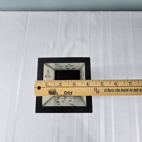 Oriental Style Wooden Frame Tea Candle Holder Frosted Sides Cherry Blossom Print - Picture 9 of 10